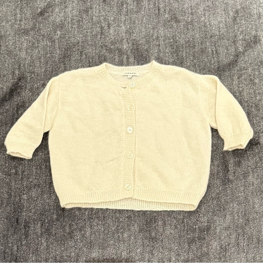 Caramel cream colored alpaca cardigan size 4
